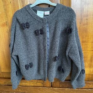 NEW Zara Toddler Girls Grey Snap Cardigan Sweater with Bows Size 2-3